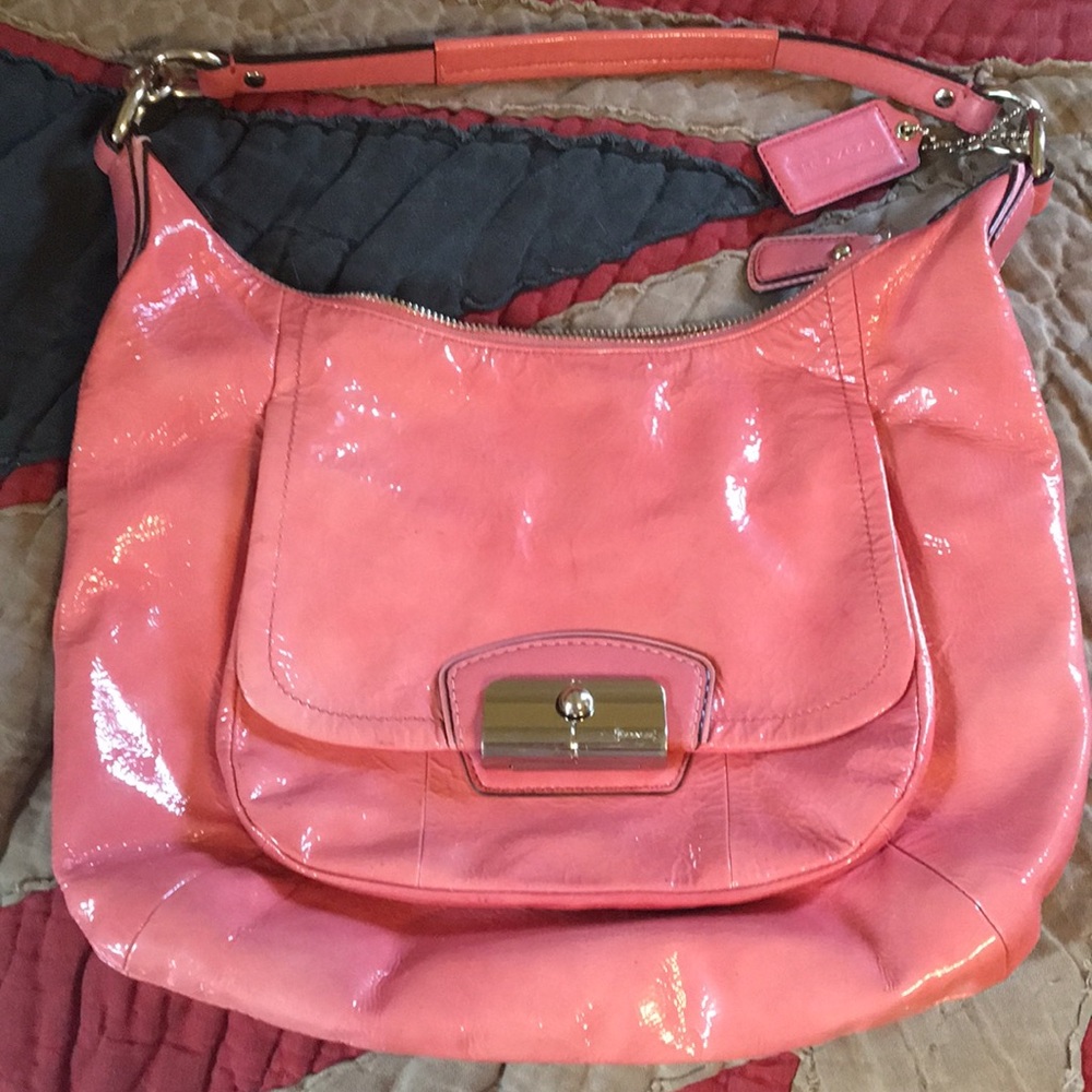 Pink patent leather coach bag